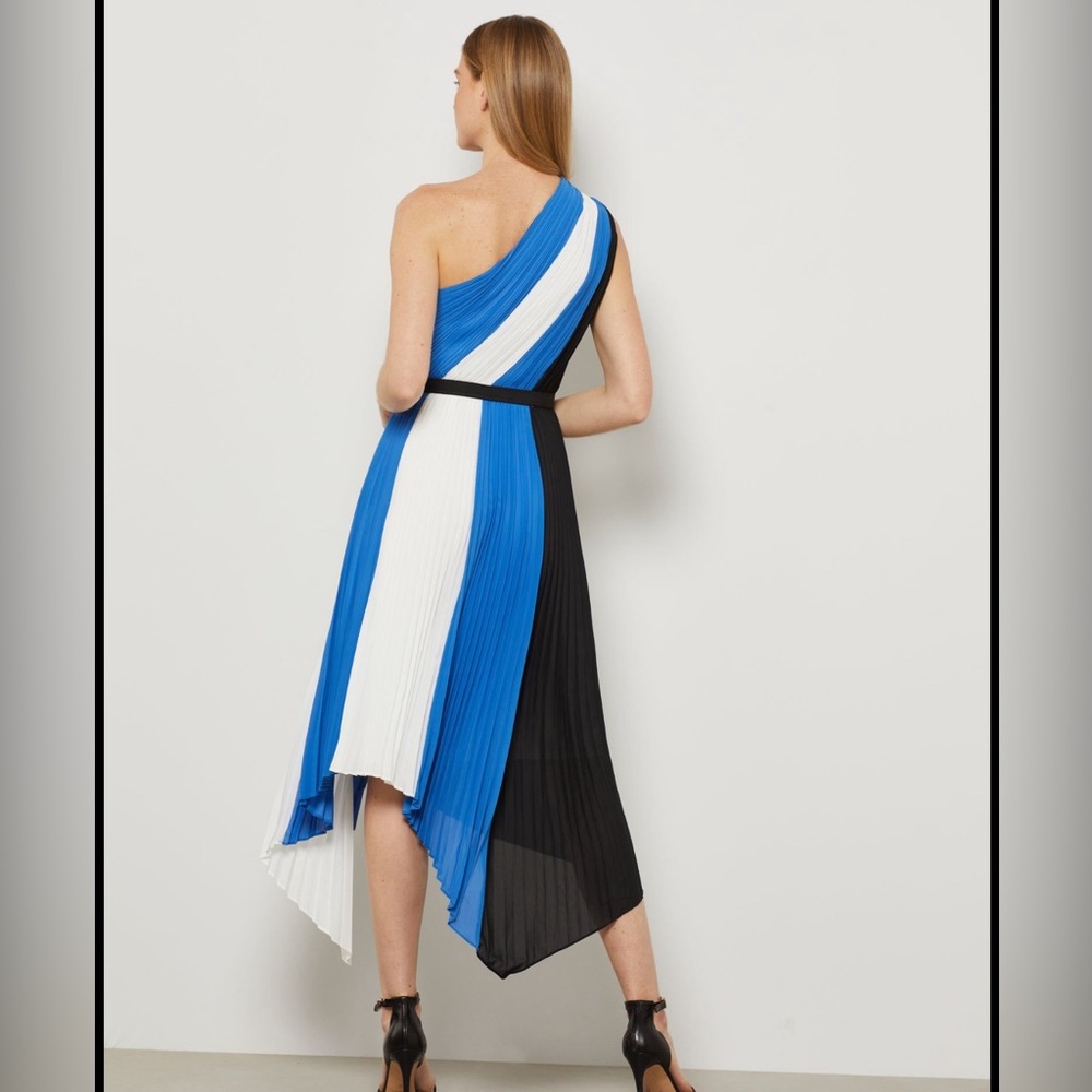 Bcbg One Shoulder Asymmetrical Hem Pleated Dress - image 5